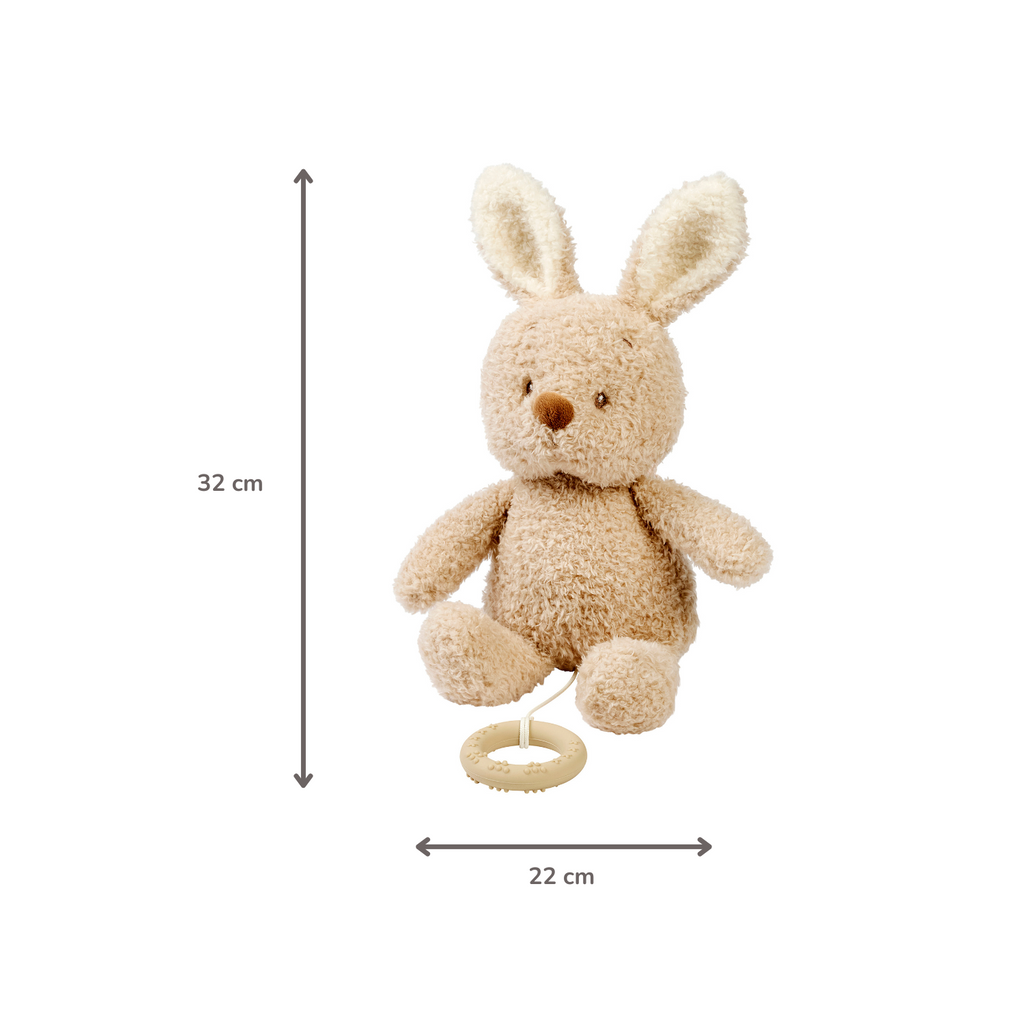 TEDDY Music Plush Bunny – 25 cm – Soft Plush Toy with Music – Beige [FR]