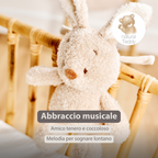 TEDDY Music Plush Bunny – 25 cm – Soft Plush Toy with Music – Beige [IT]