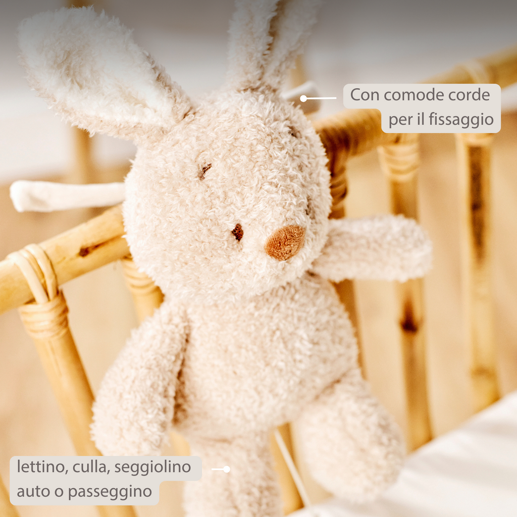 TEDDY Music Plush Bunny – 25 cm – Soft Plush Toy with Music – Beige [IT]
