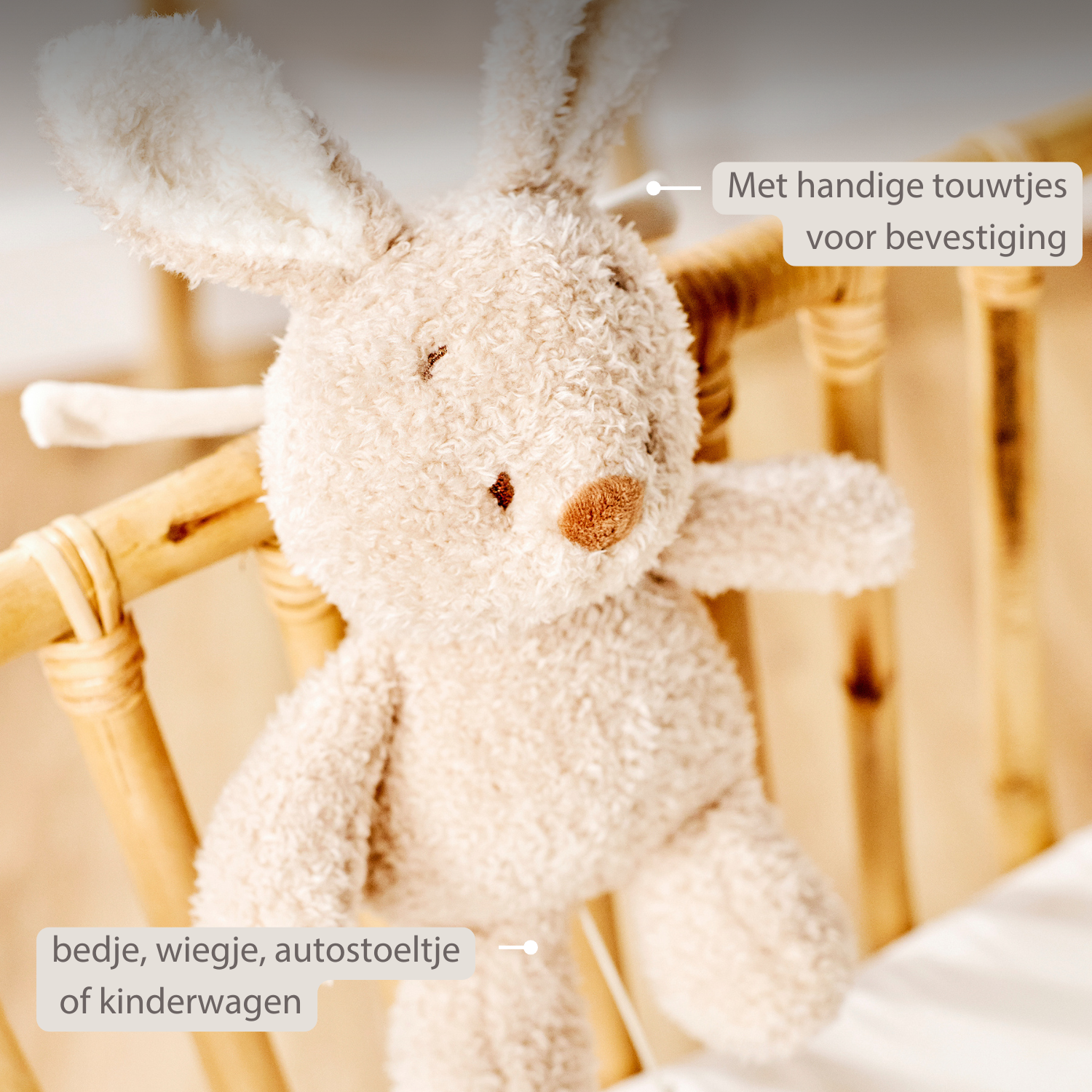 TEDDY Music Plush Bunny – 25 cm – Soft Plush Toy with Music – Beige [NL]