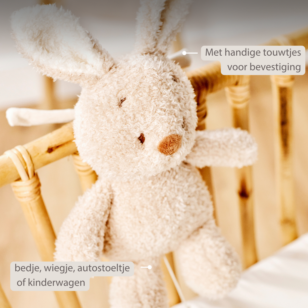 TEDDY Music Plush Bunny – 25 cm – Soft Plush Toy with Music – Beige [NL]
