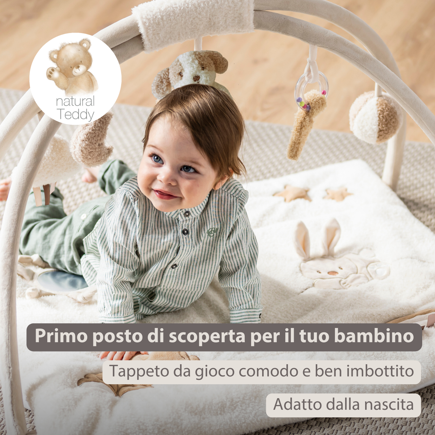 TEDDY Baby Playmat with Arches Square – 70 x 80 cm – Baby Activity Play Rug [IT]