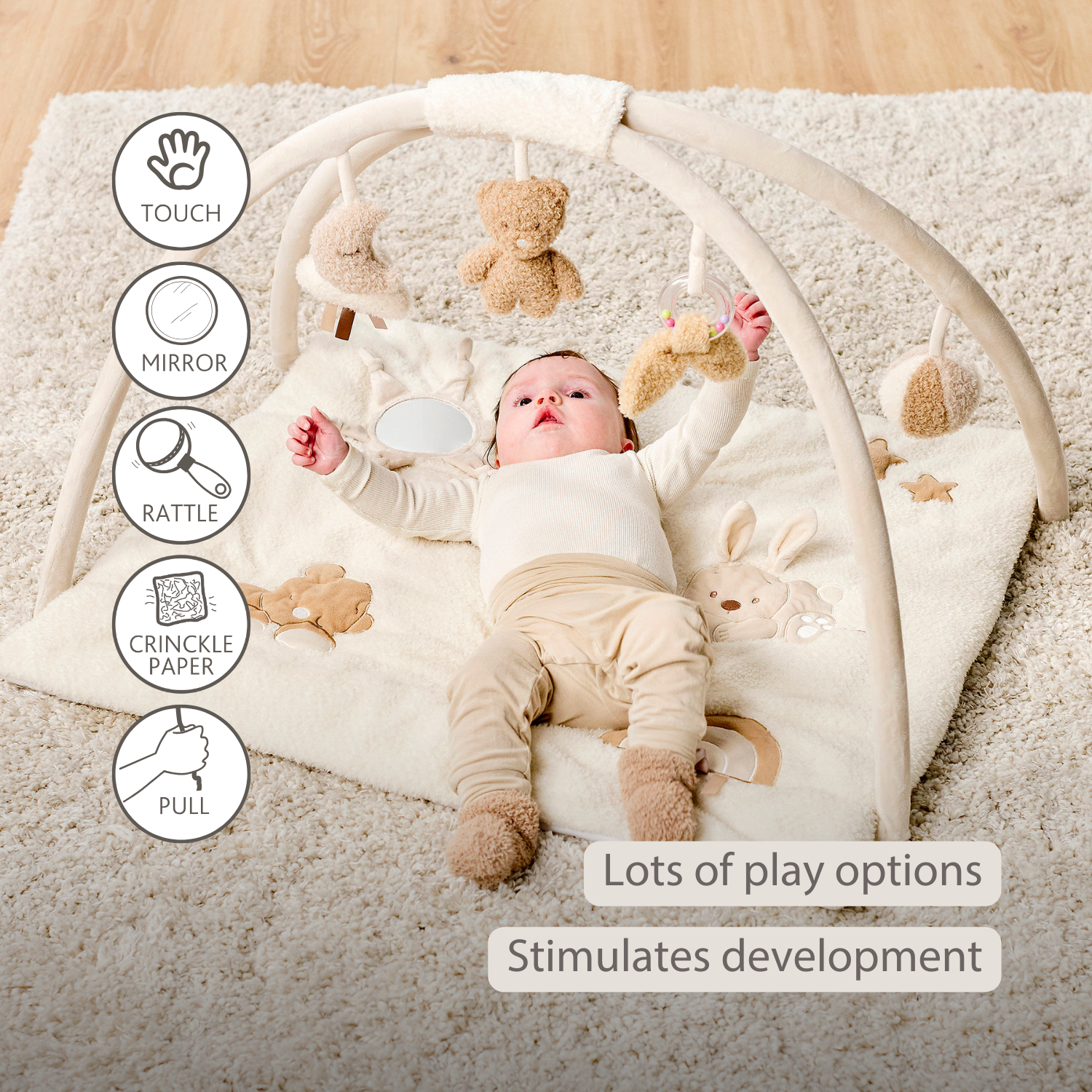 TEDDY Baby Playmat with Arches Square – 70 x 80 cm – Baby Activity Play Rug [EN]