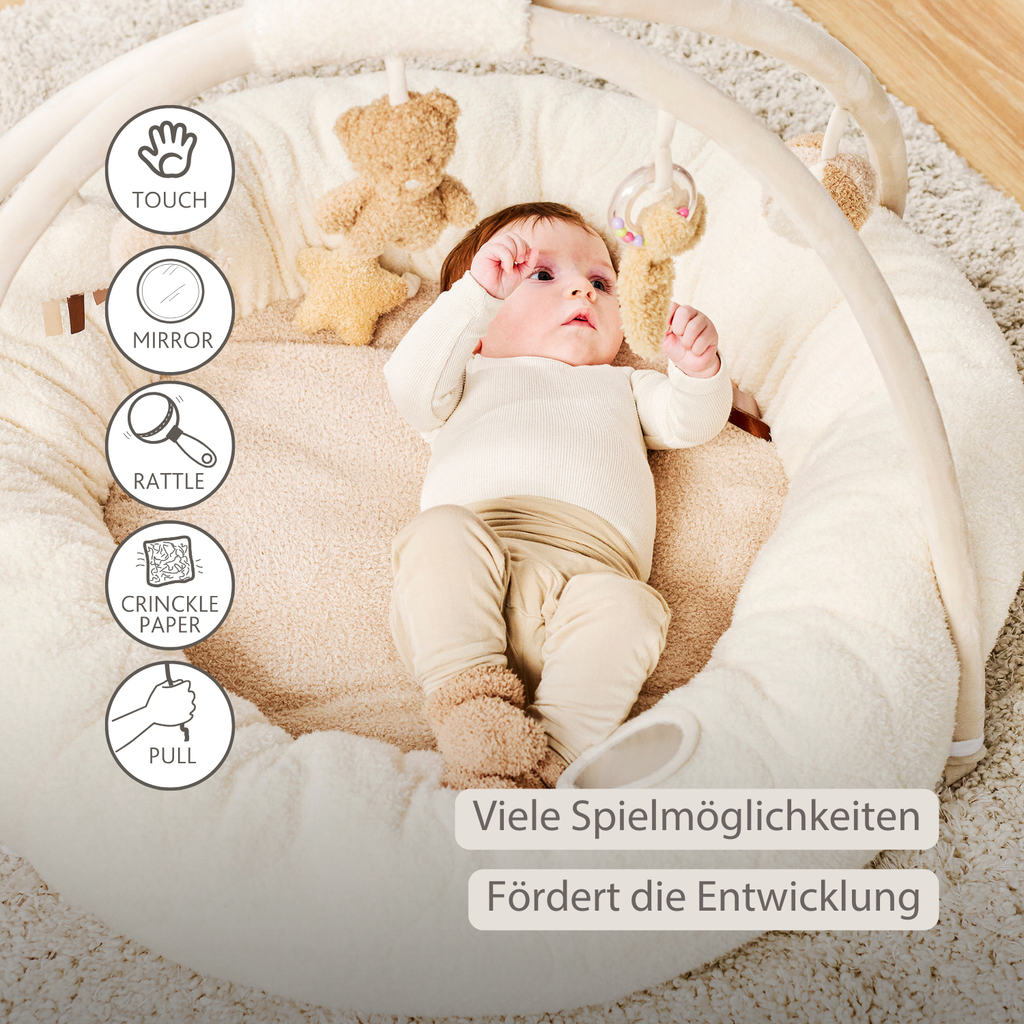 TEDDY Baby Playmat with Arches Round – 90 x 90 cm – Baby Activity Play Rug – Padded Edges [DE]