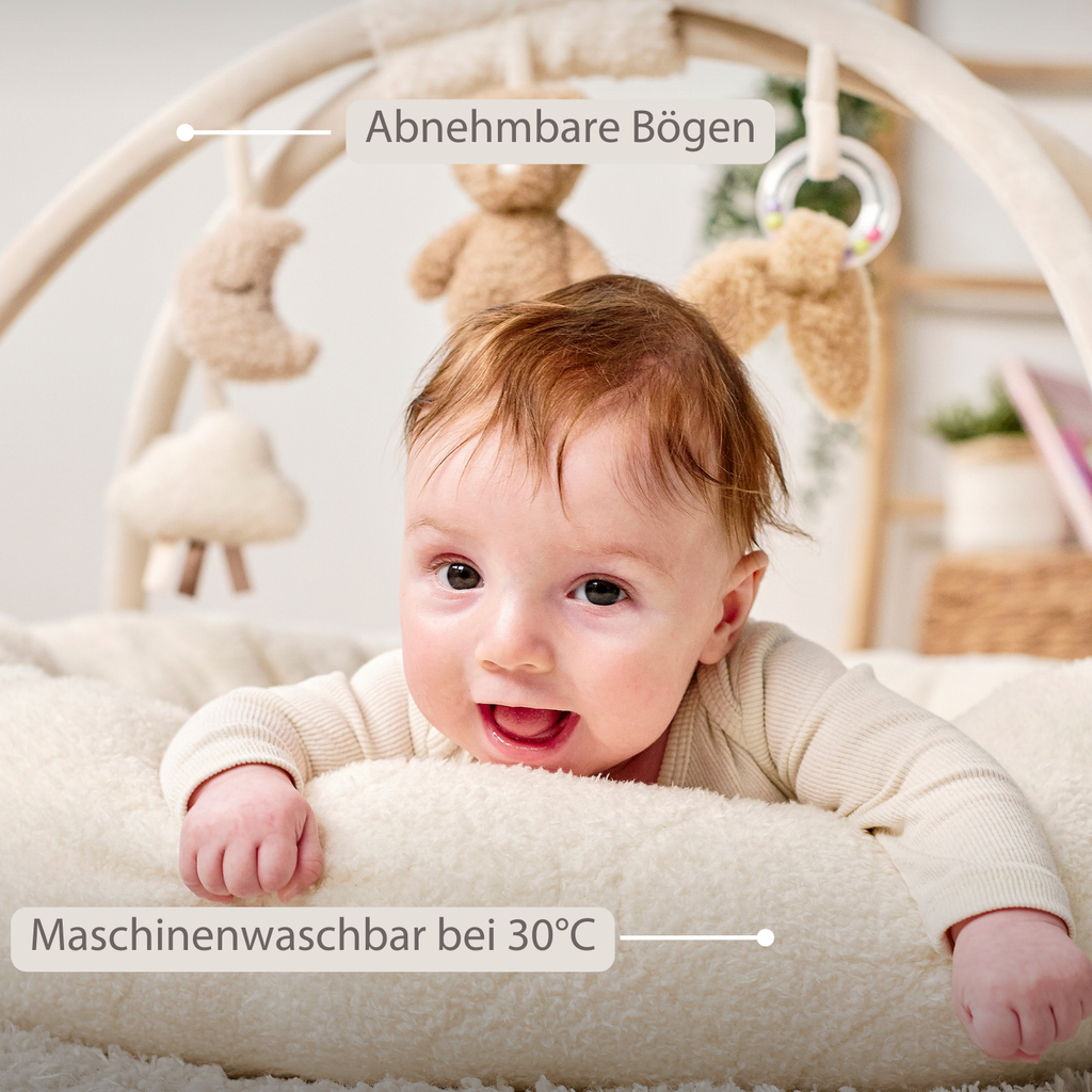 TEDDY Baby Playmat with Arches Round – 90 x 90 cm – Baby Activity Play Rug – Padded Edges [DE]