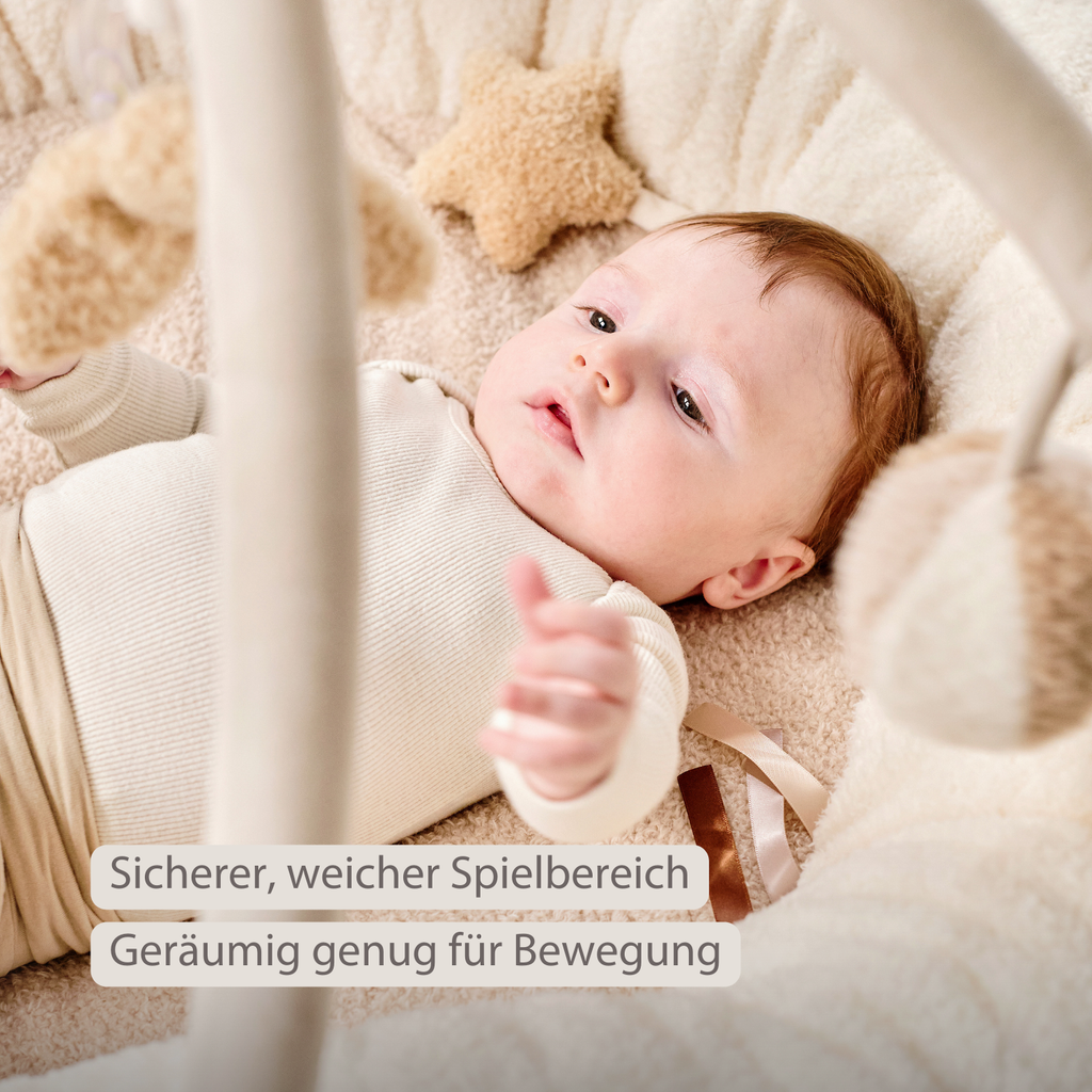 TEDDY Baby Playmat with Arches Round – 90 x 90 cm – Baby Activity Play Rug – Padded Edges [DE]