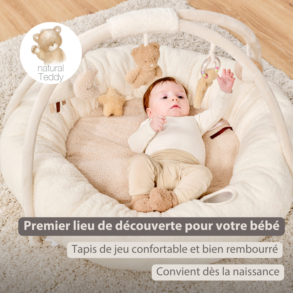TEDDY Baby Playmat with Arches Round – 90 x 90 cm – Baby Activity Play Rug – Padded Edges [FR]