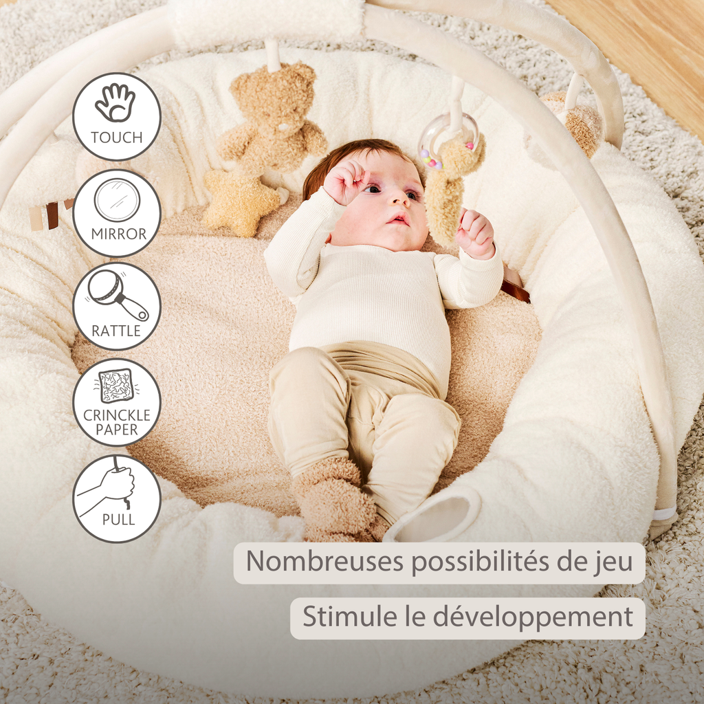 TEDDY Baby Playmat with Arches Round – 90 x 90 cm – Baby Activity Play Rug – Padded Edges [FR]