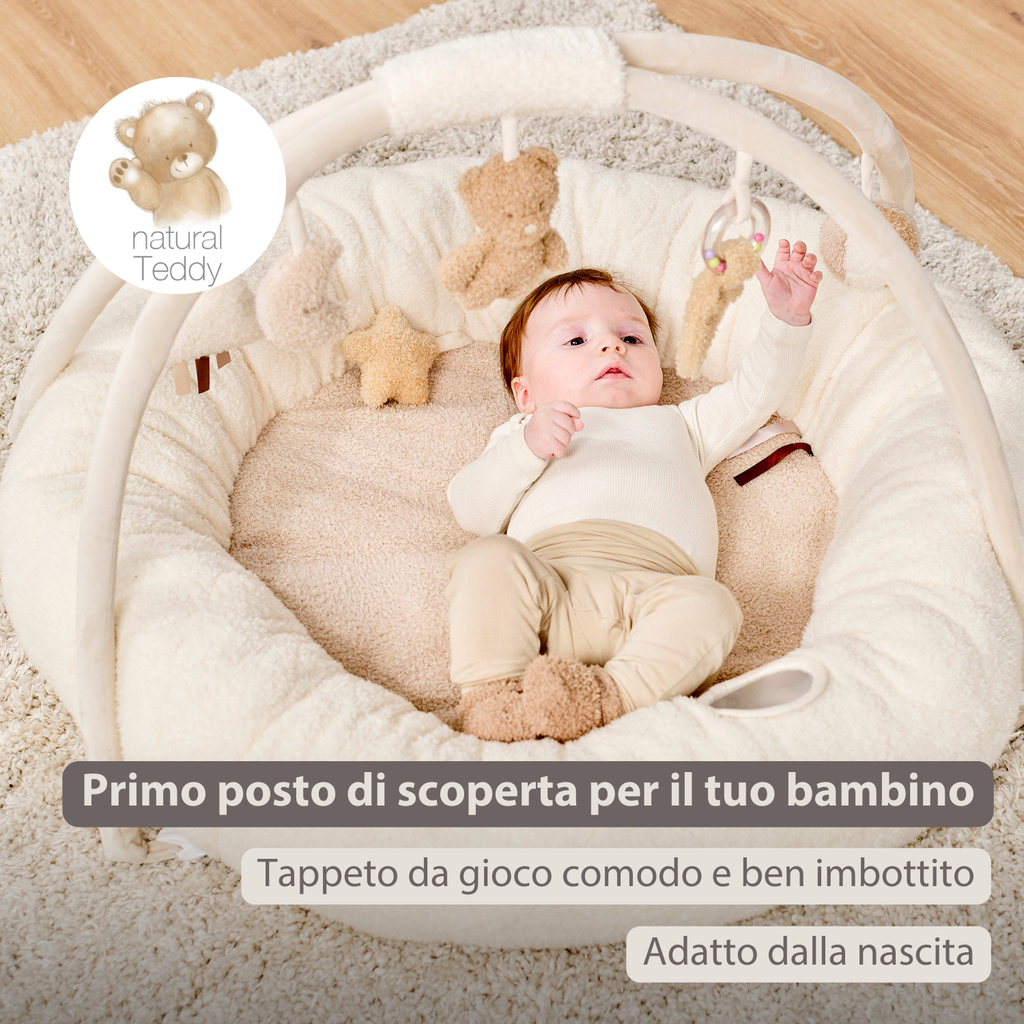 TEDDY Baby Playmat with Arches Round – 90 x 90 cm – Baby Activity Play Rug – Padded Edges [IT]