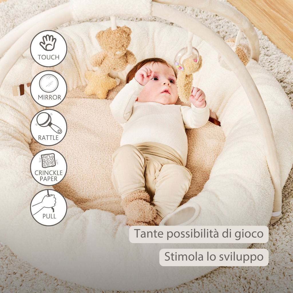 TEDDY Baby Playmat with Arches Round – 90 x 90 cm – Baby Activity Play Rug – Padded Edges [IT]