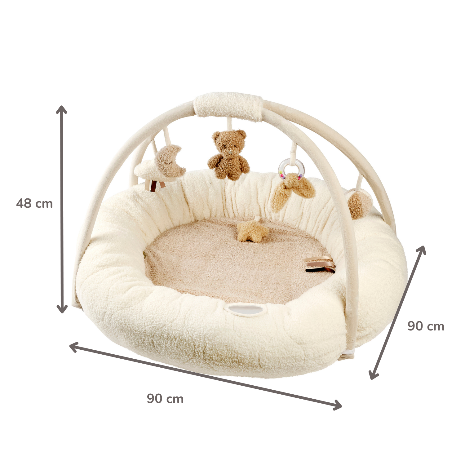 TEDDY Baby Playmat with Arches Round – 90 x 90 cm – Baby Activity Play Rug – Padded Edges [IT]