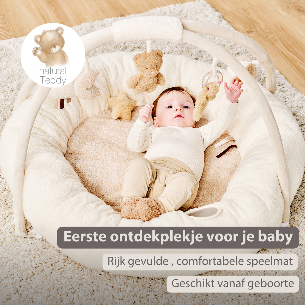 TEDDY Baby Playmat with Arches Round – 90 x 90 cm – Baby Activity Play Rug – Padded Edges [NL]