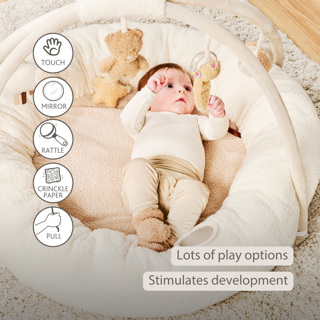 TEDDY Baby Playmat with Arches Round – 90 x 90 cm – Baby Activity Play Rug – Padded Edges [EN]