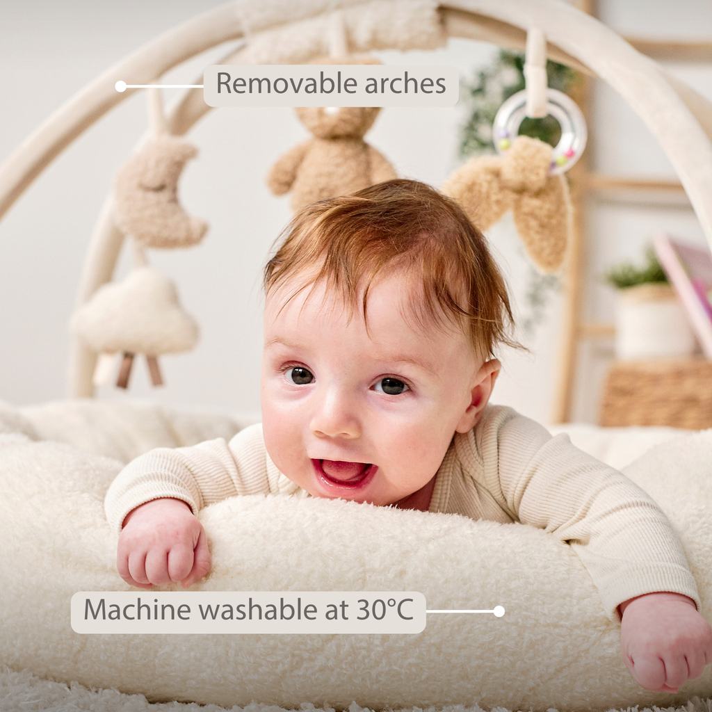 TEDDY Baby Playmat with Arches Round – 90 x 90 cm – Baby Activity Play Rug – Padded Edges [EN]