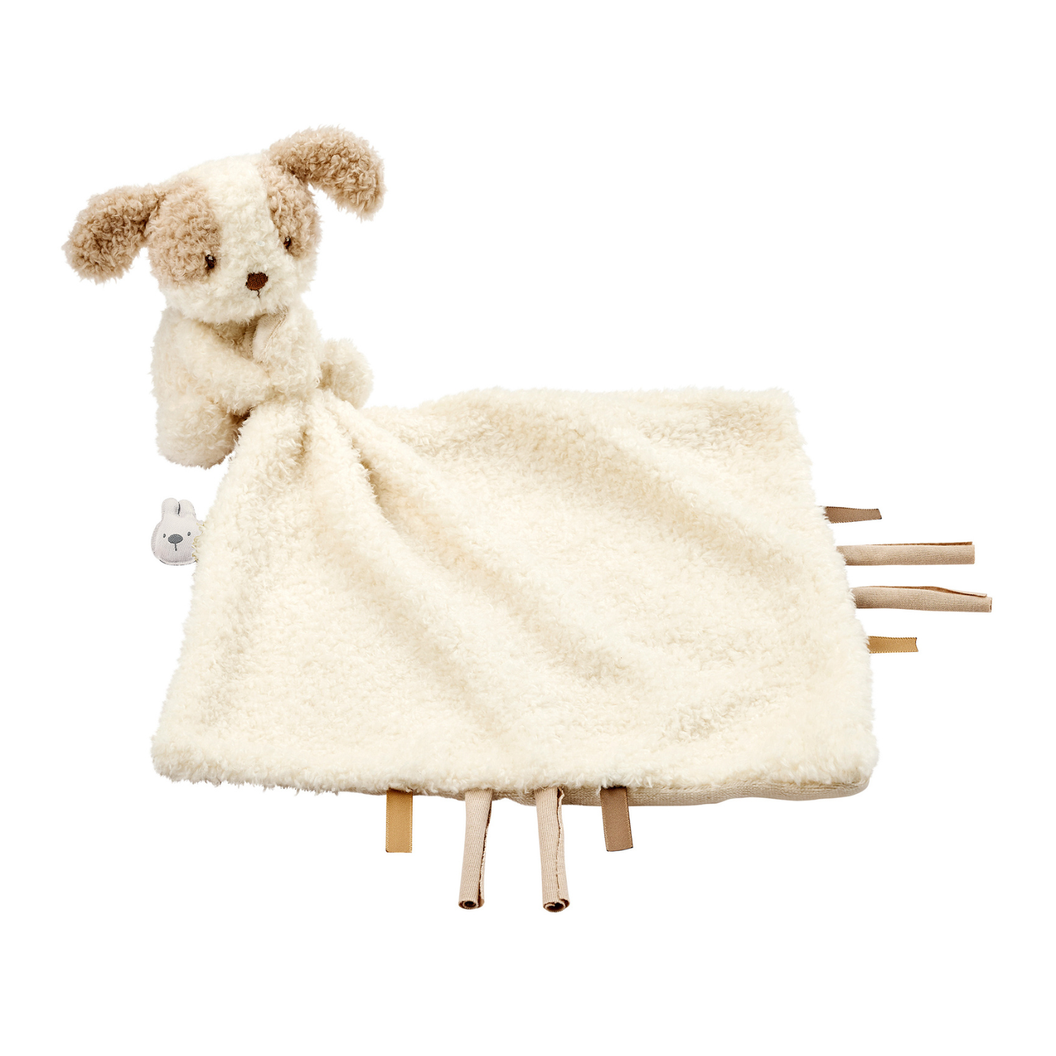 TEDDY Baby Comfort Blanket with Cuddle Toy – 27 x 27 cm – Doudou Dog – Beige [FR]