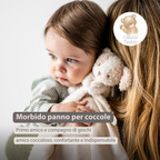 TEDDY Baby Comfort Blanket with Cuddle Toy – 27 x 27 cm – Doudou Dog – Beige [IT]