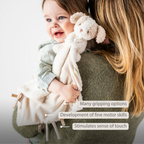 TEDDY Baby Comfort Blanket with Cuddle Toy – 27 x 27 cm – Doudou Dog – Beige [EN]