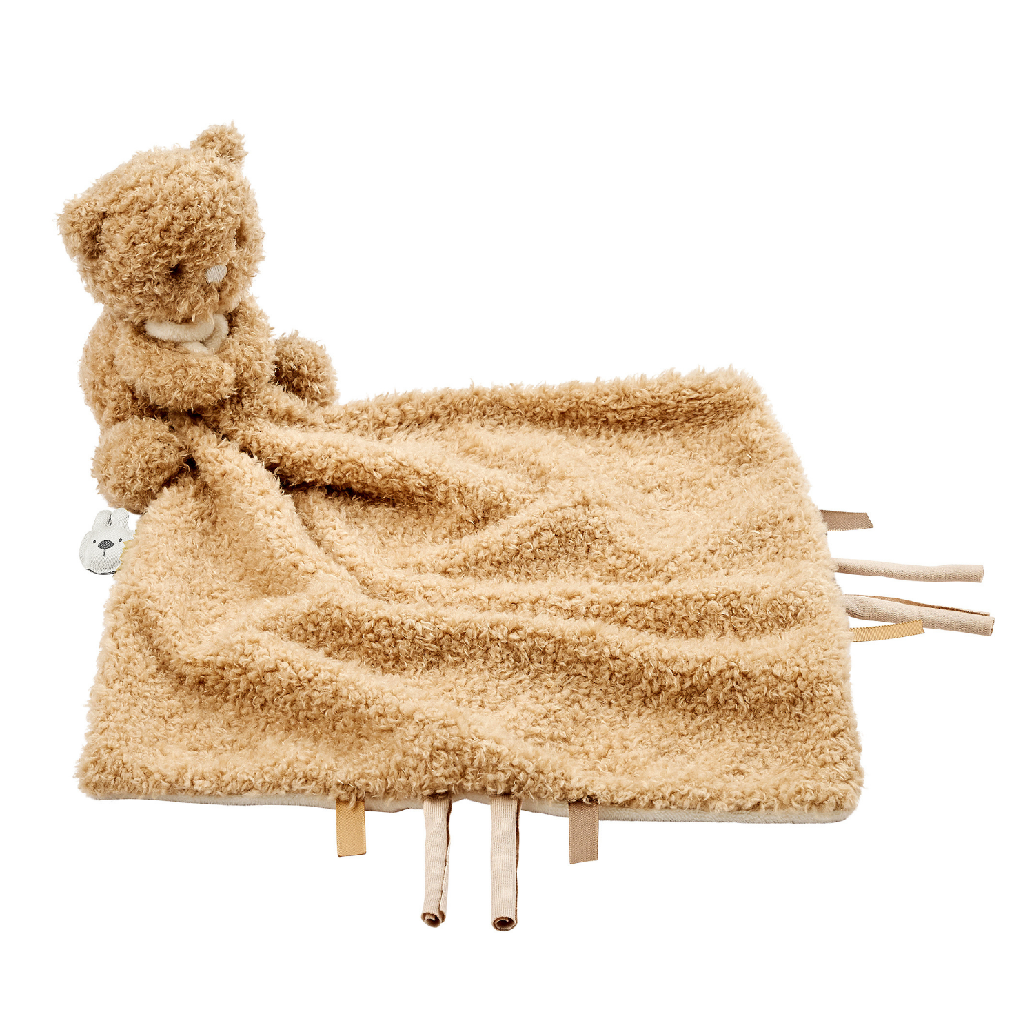 TEDDY Baby Comfort Blanket with Cuddle Toy – 27 x 27 cm – Doudou Bear – Beige [DE]