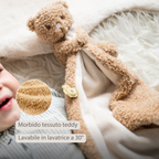 TEDDY Baby Comfort Blanket with Cuddle Toy – 27 x 27 cm – Doudou Bear – Beige [IT]