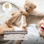 TEDDY Baby Comfort Blanket with Cuddle Toy – 27 x 27 cm – Doudou Bear – Beige [NL]