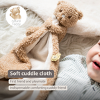 TEDDY Baby Comfort Blanket with Cuddle Toy – 27 x 27 cm – Doudou Bear – Beige [EN]