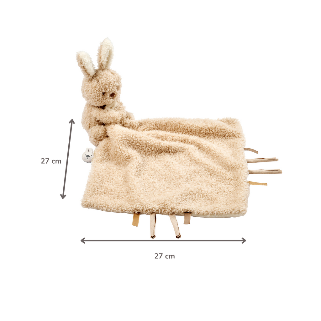 TEDDY Baby Comfort Blanket with Cuddle Toy – 27 x 27 cm – Doudou Bunny – Beige [DE]