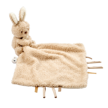 TEDDY Baby Comfort Blanket with Cuddle Toy – 27 x 27 cm – Doudou Bunny – Beige [FR]