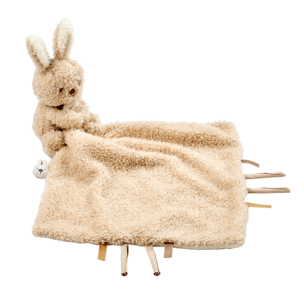 TEDDY Baby Comfort Blanket with Cuddle Toy – 27 x 27 cm – Doudou Bunny – Beige [IT]