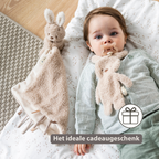 TEDDY Baby Comfort Blanket with Cuddle Toy – 27 x 27 cm – Doudou Bunny – Beige [NL]