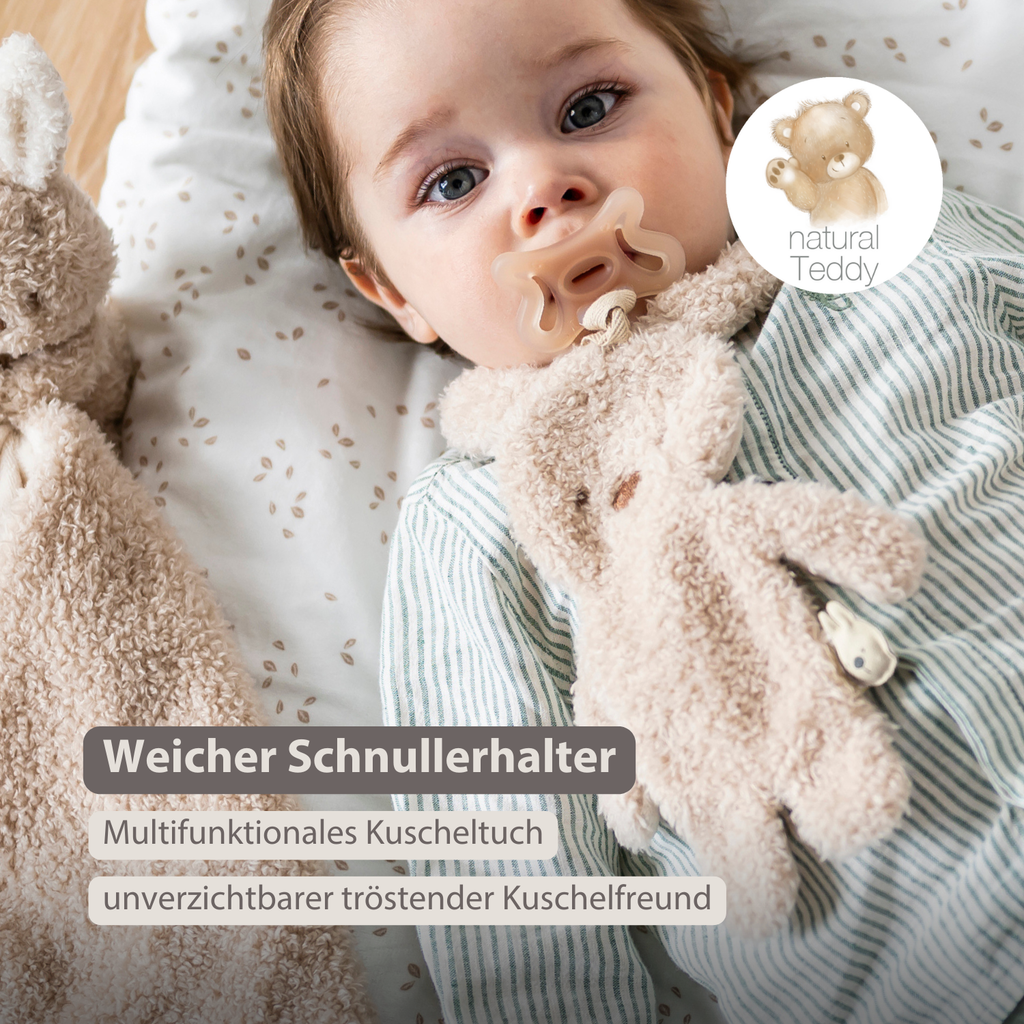 TEDDY Baby Pacifier Cloth – 26 cm – Bunny Doudou as Pacifier Holder – Beige [DE]