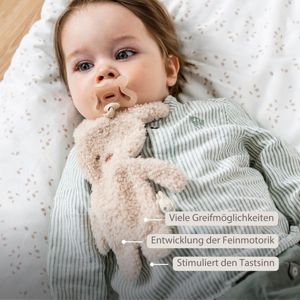 TEDDY Baby Pacifier Cloth – 26 cm – Bunny Doudou as Pacifier Holder – Beige [DE]