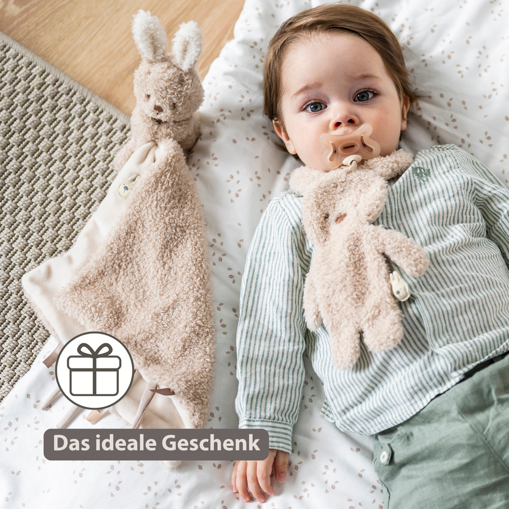 TEDDY Baby Pacifier Cloth – 26 cm – Bunny Doudou as Pacifier Holder – Beige [DE]