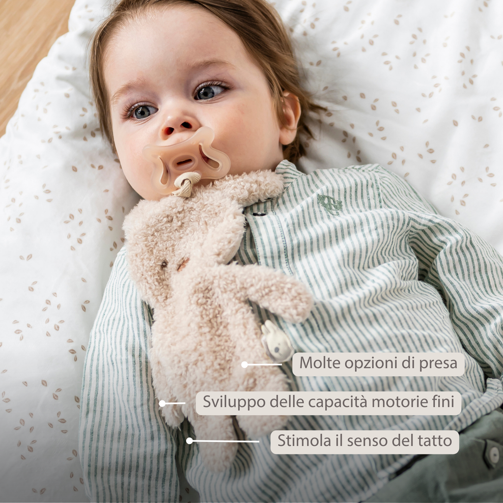 TEDDY Baby Pacifier Cloth – 26 cm – Bunny Doudou as Pacifier Holder – Beige [IT]