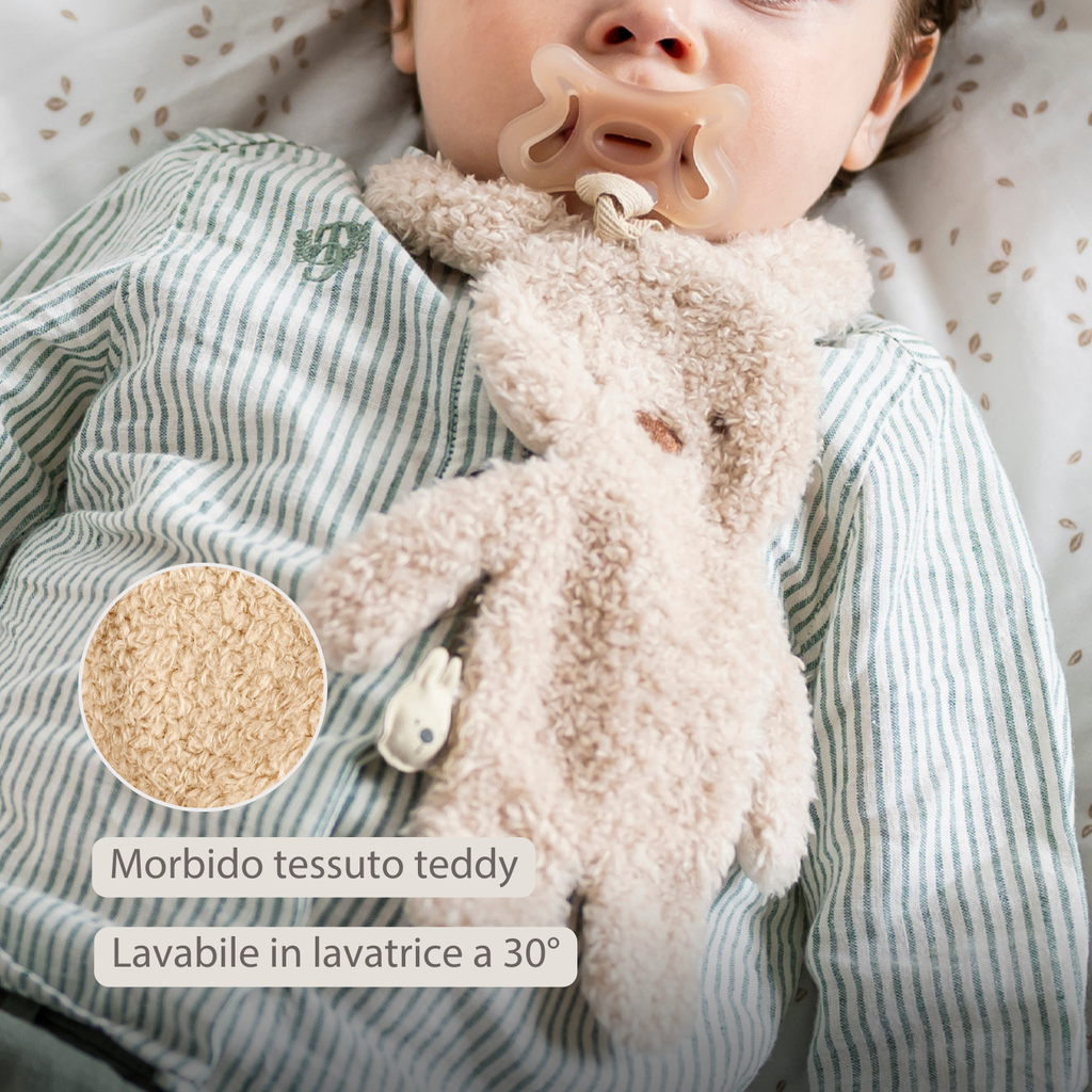 TEDDY Baby Pacifier Cloth – 26 cm – Bunny Doudou as Pacifier Holder – Beige [IT]