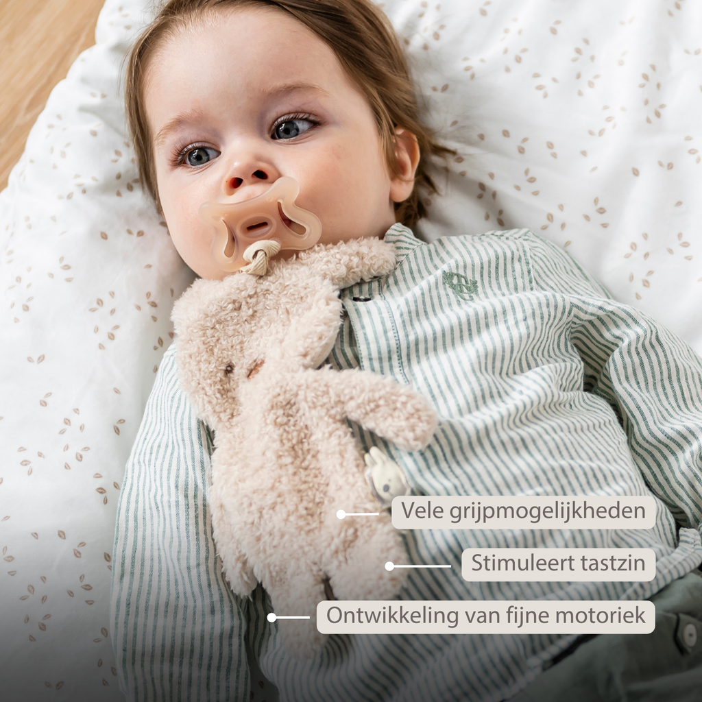 TEDDY Baby Pacifier Cloth – 26 cm – Bunny Doudou as Pacifier Holder – Beige [NL]