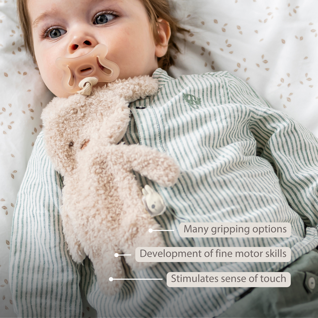 TEDDY Baby Pacifier Cloth – 26 cm – Bunny Doudou as Pacifier Holder – Beige [EN]