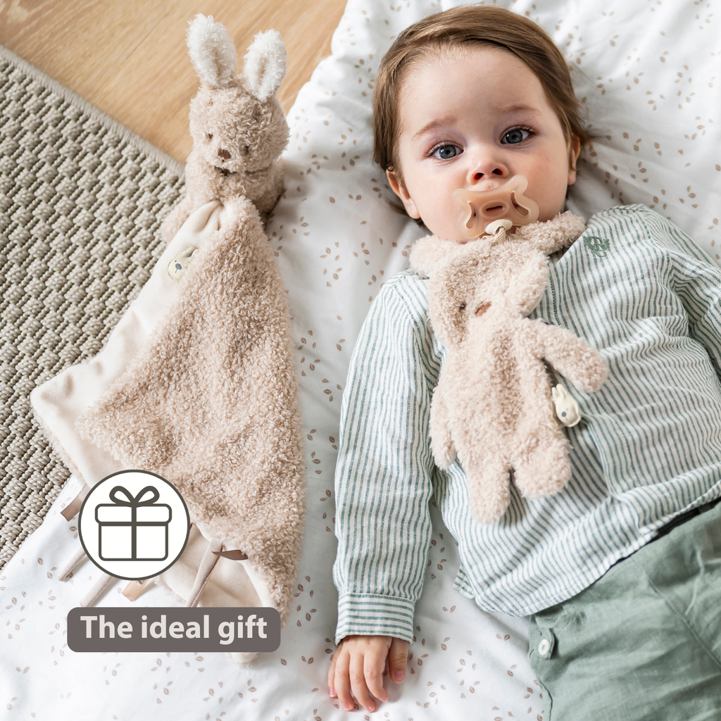 TEDDY Baby Pacifier Cloth – 26 cm – Bunny Doudou as Pacifier Holder – Beige [EN]