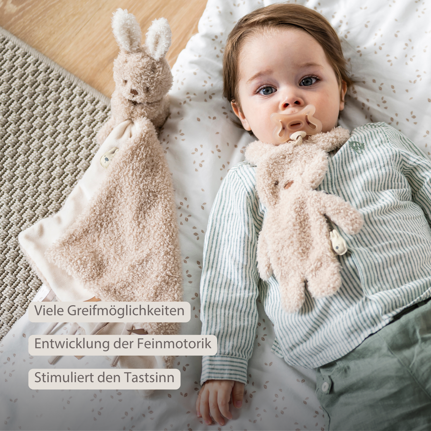 TEDDY Baby Pacifier Cloth – 26 cm – Bunny Doudou as Pacifier Holder – Ecru [DE]