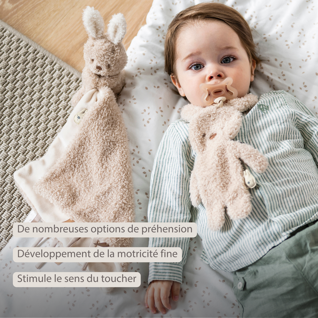 TEDDY Baby Pacifier Cloth – 26 cm – Bunny Doudou as Pacifier Holder – Ecru [FR]