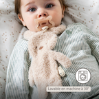 TEDDY Baby Pacifier Cloth – 26 cm – Bunny Doudou as Pacifier Holder – Ecru [FR]