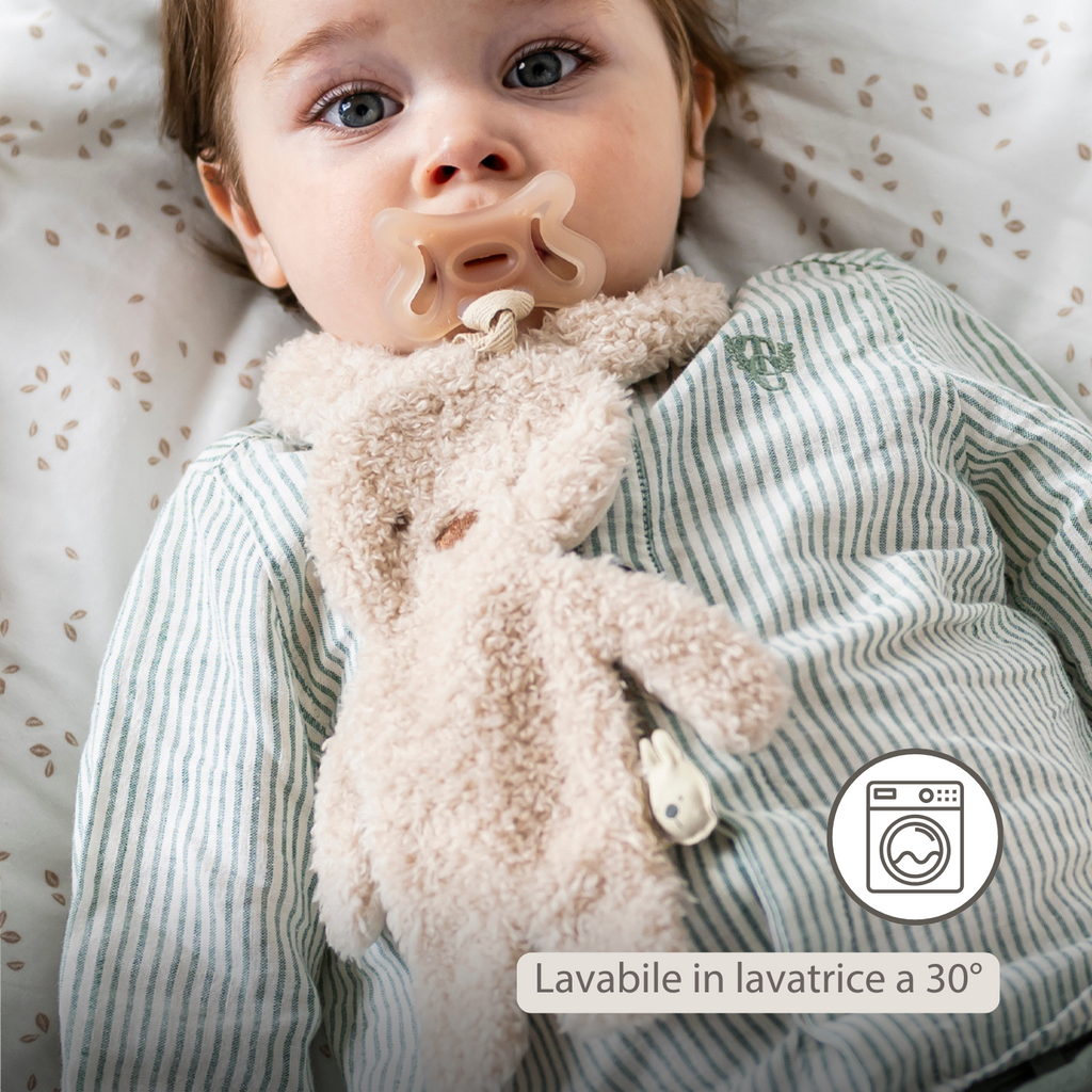 TEDDY Baby Pacifier Cloth – 26 cm – Bunny Doudou as Pacifier Holder – Ecru [IT]