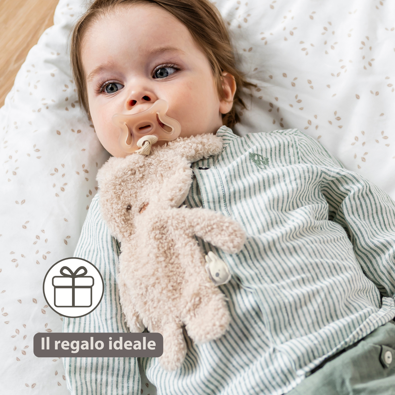 TEDDY Baby Pacifier Cloth – 26 cm – Bunny Doudou as Pacifier Holder – Ecru [IT]