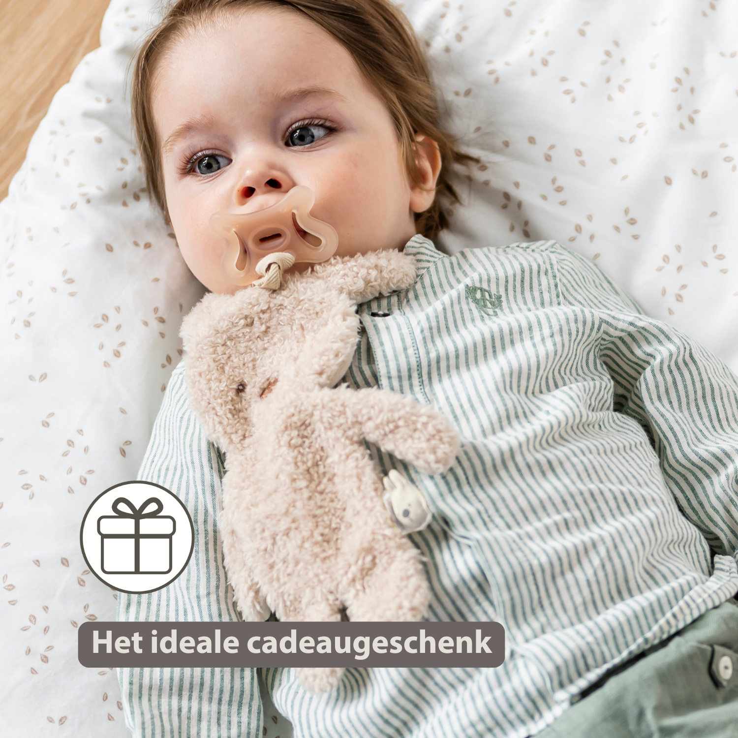 TEDDY Baby Pacifier Cloth – 26 cm – Bunny Doudou as Pacifier Holder – Ecru [NL]