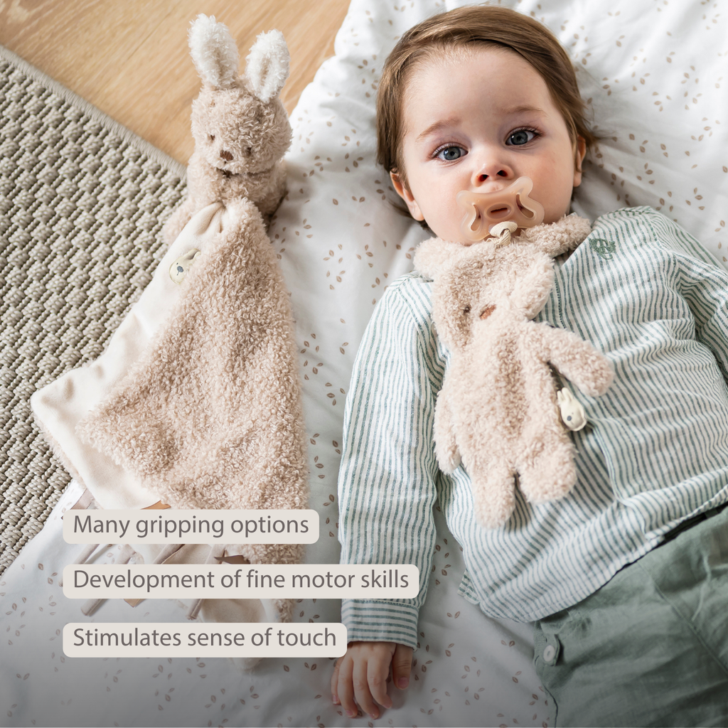 TEDDY Baby Pacifier Cloth – 26 cm – Bunny Doudou as Pacifier Holder – Ecru [EN]