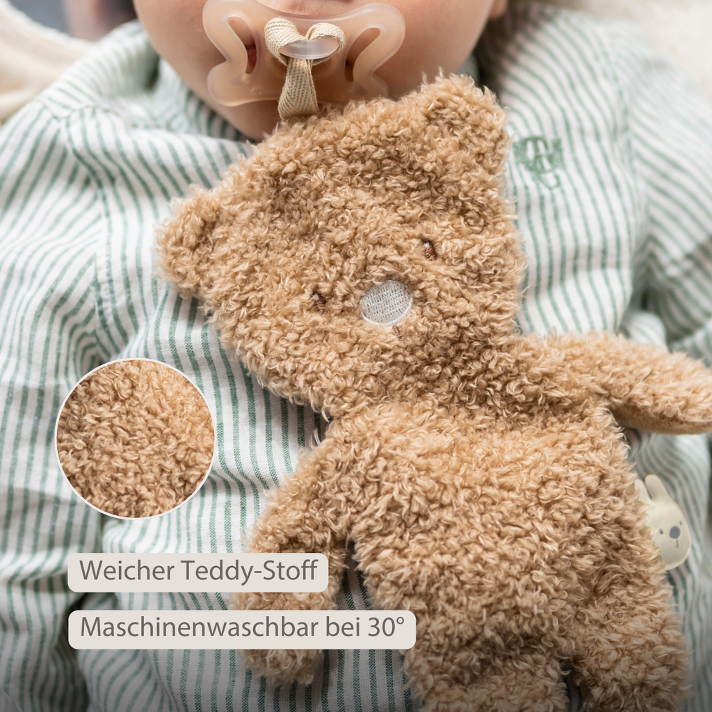 TEDDY Baby Pacifier Cloth – 26 cm – Bear Doudou as Pacifier Holder – Beige [DE]
