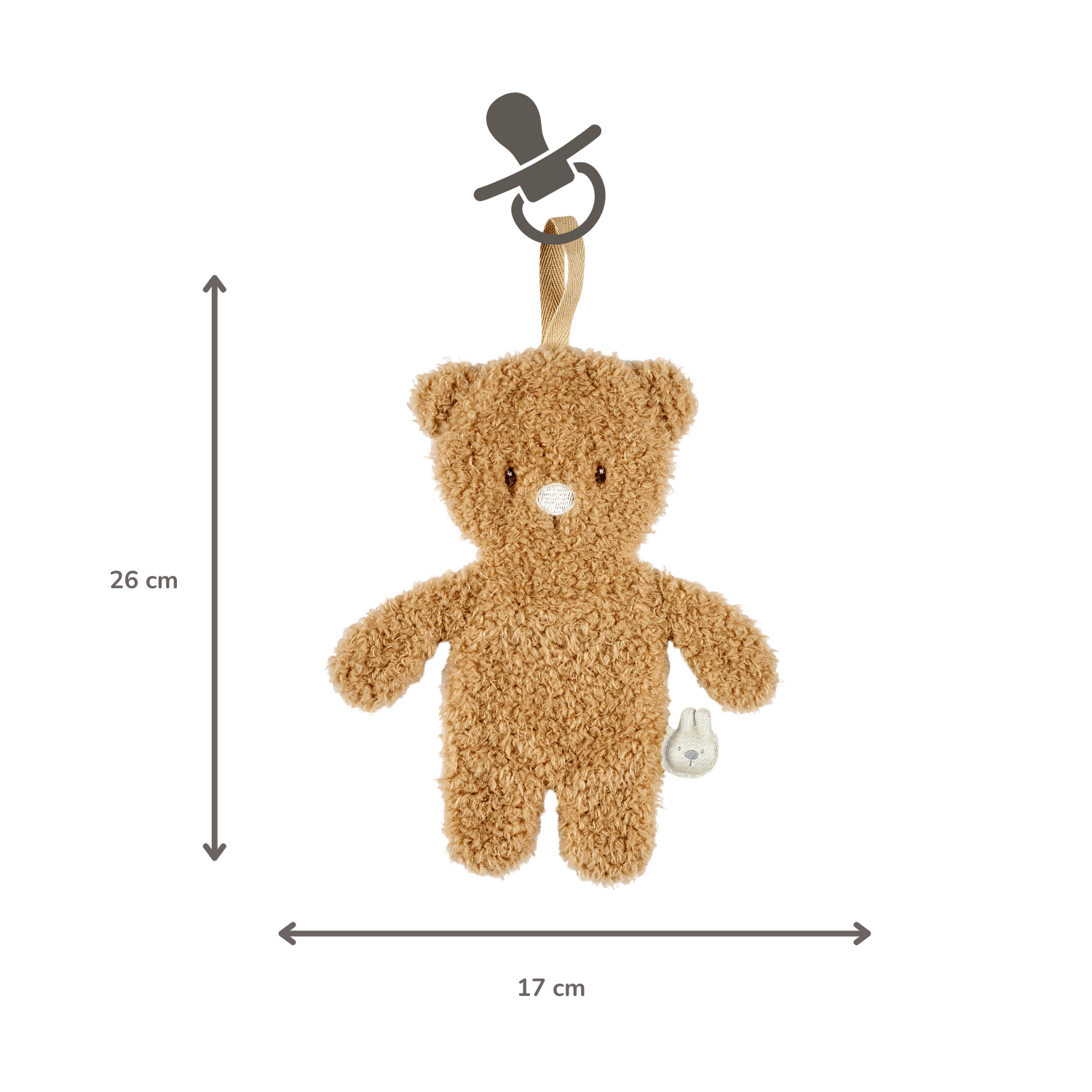 TEDDY Baby Pacifier Cloth – 26 cm – Bear Doudou as Pacifier Holder – Beige [DE]