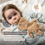 TEDDY Baby Pacifier Cloth – 26 cm – Bear Doudou as Pacifier Holder – Beige [FR]
