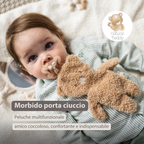 TEDDY Baby Pacifier Cloth – 26 cm – Bear Doudou as Pacifier Holder – Beige [IT]