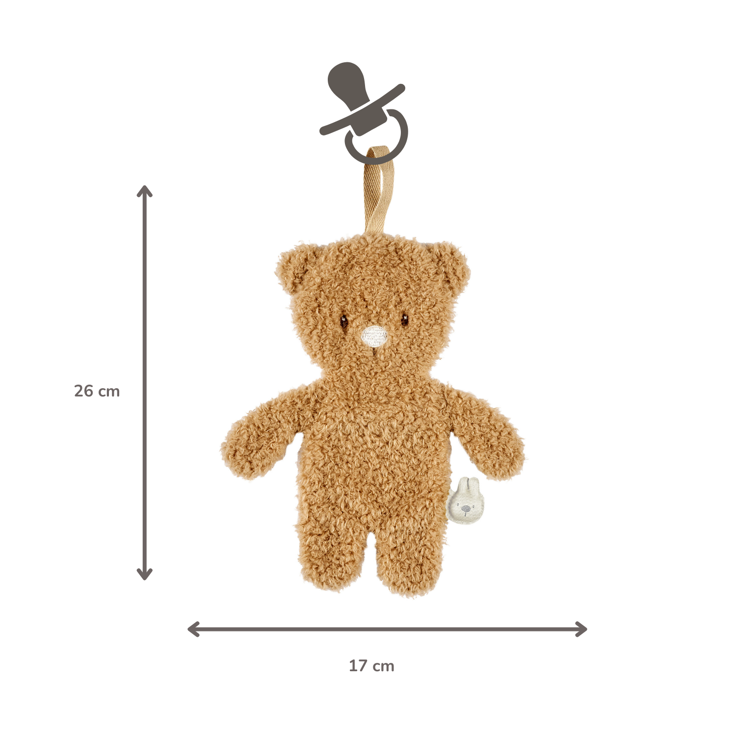 TEDDY Baby Pacifier Cloth – 26 cm – Bear Doudou as Pacifier Holder – Beige [IT]