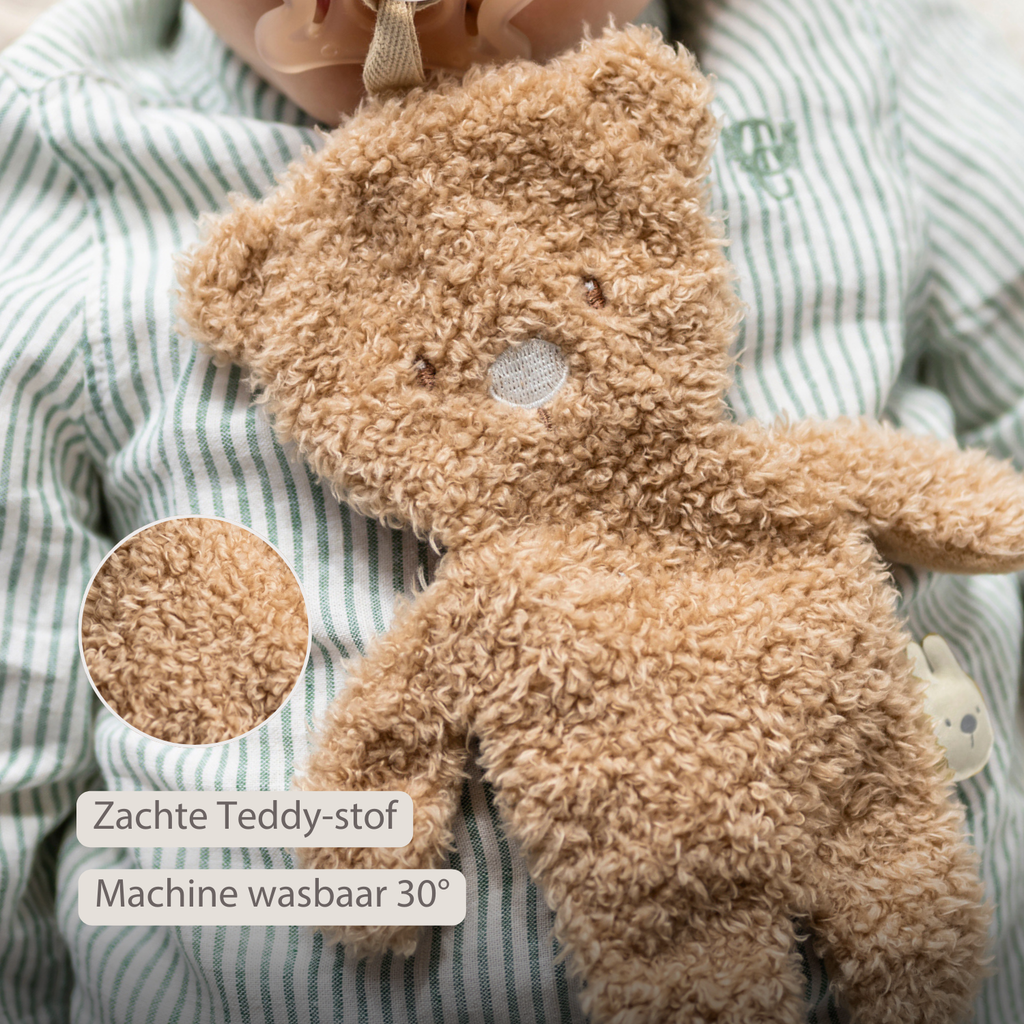 TEDDY Baby Pacifier Cloth – 26 cm – Bear Doudou as Pacifier Holder – Beige [NL]